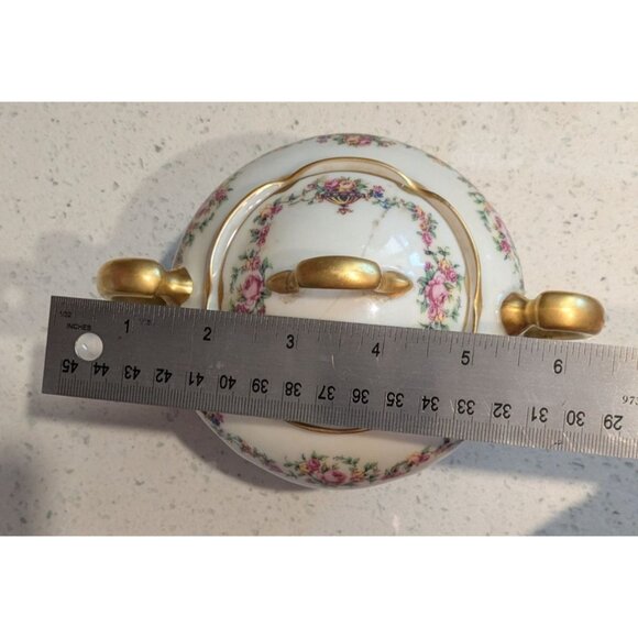 Haviland & Co Limoges Cream Sugar Bowl Gold Handles Bouquet Urn - Picture 10 of 16